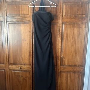 Black Asymmetrical Halter Gown
